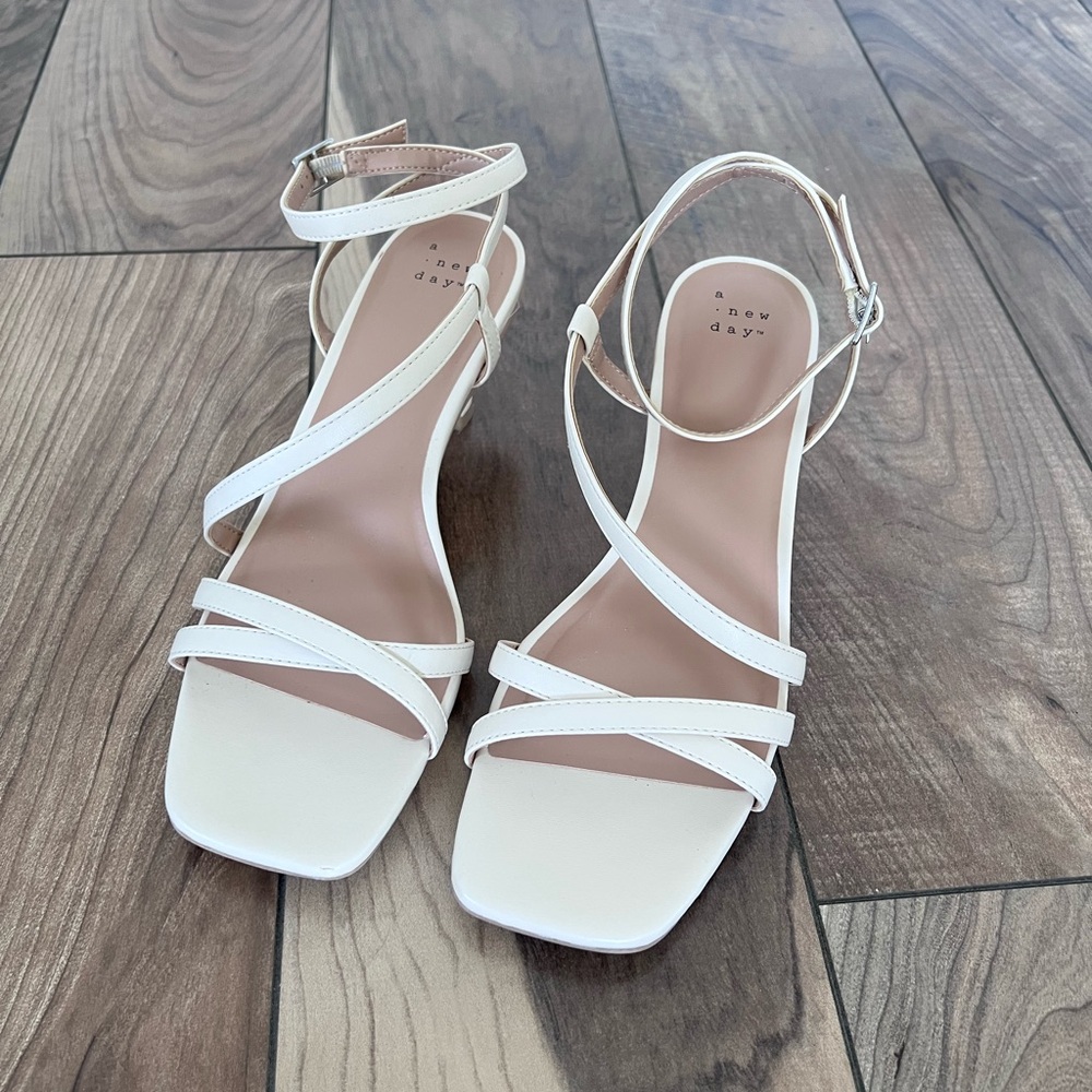 A New Day Women's Cream Strappy Sandals